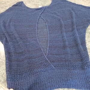 Vintage Loop 18 Open Back Open Knit Sweater Top Juniors Size 13/15 Blue 90s Y2k